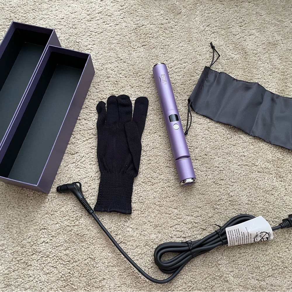 Purple Hair Styling Wand And Accessories